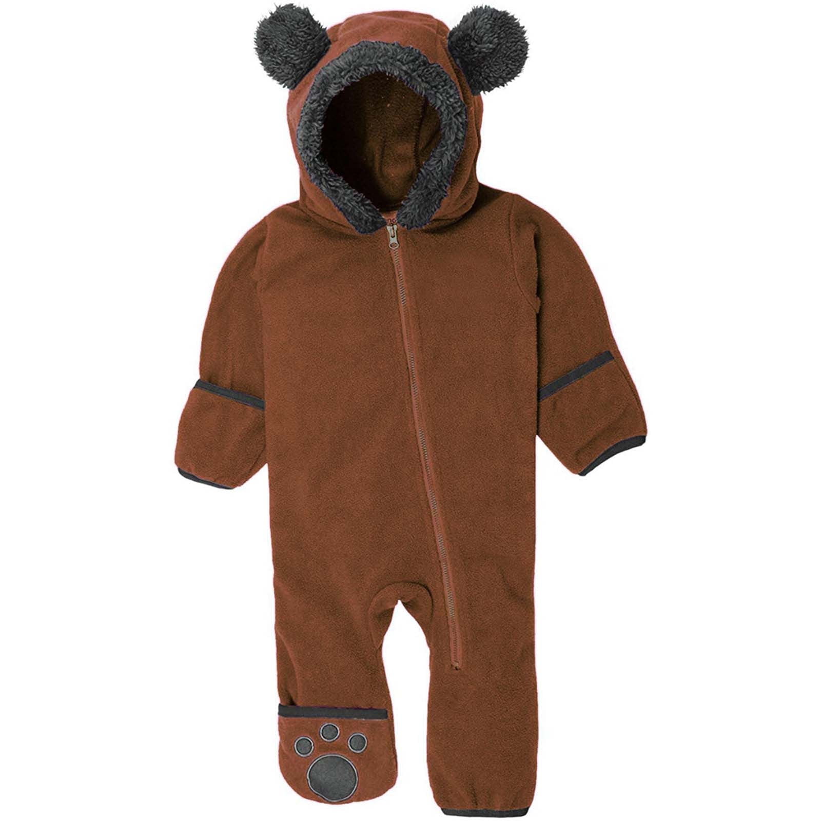 Fleece Baby Bodysuits Infant Onesie Kids Hooded One Piece Romper Outerwear Toddler Jacket Fleece Jacket Coat Zipper Jumpsuits Brown,3-6 Months