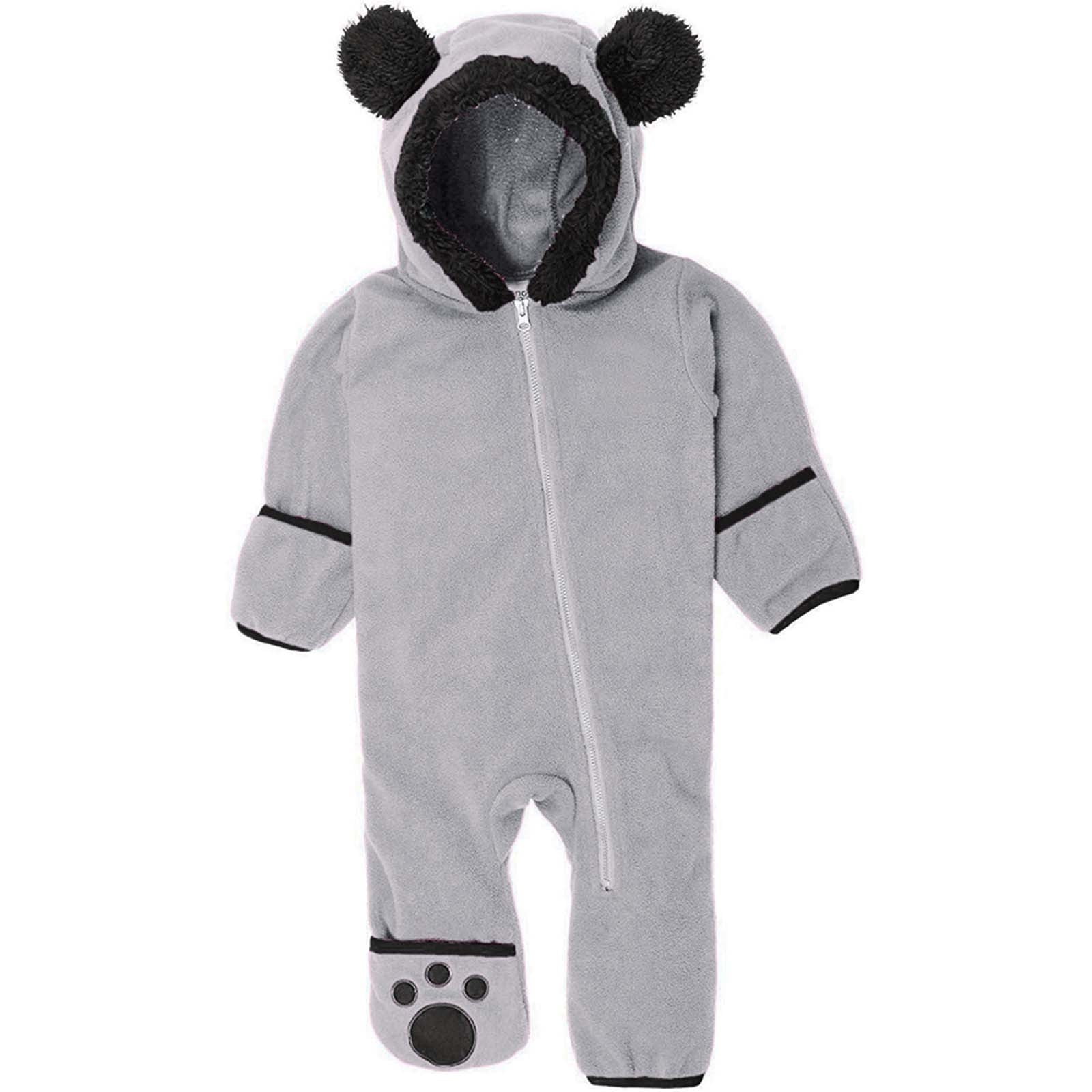 Fleece Baby Bodysuits Infant Onesie Kids Hooded One Piece Romper Outerwear Toddler Jacket Fleece Jacket Coat Zipper Jumpsuits Gray,2 Years