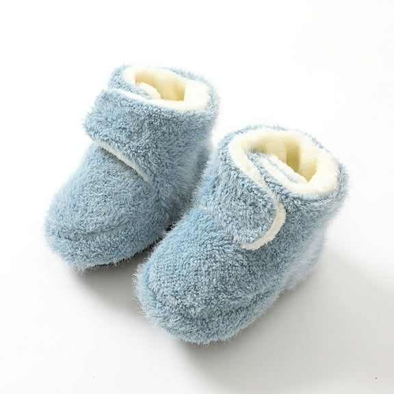 Fleece Baby Booties, Warm Cozy Baby Slippers, Easy to Put on, Christmas Baby Gifts, Soft Newborn Booties Non-Slip Adjustable Baby Shoes 0-24 Months