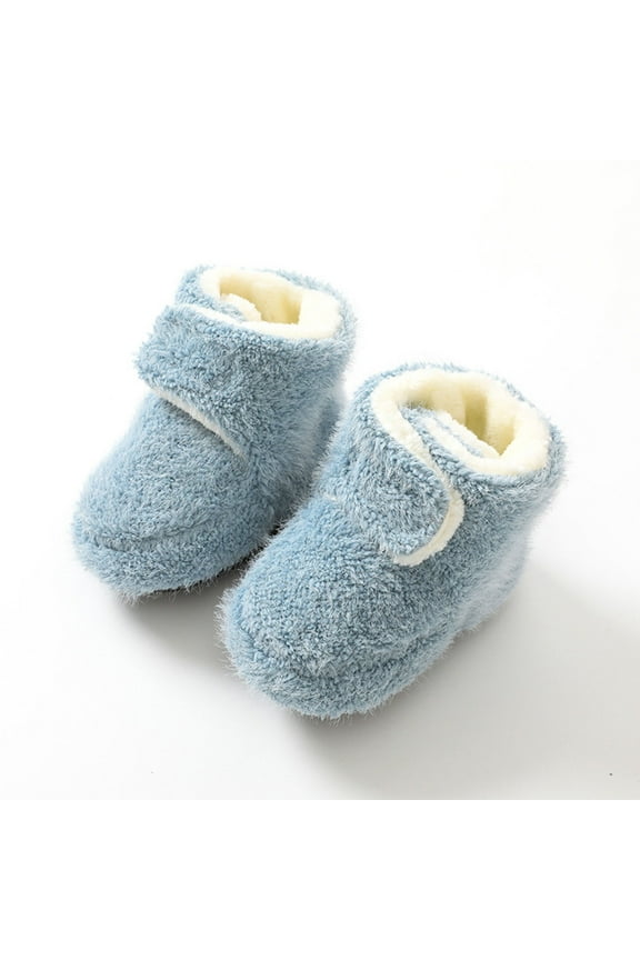 Fleece Baby Booties, Warm Cozy Baby Slippers, Easy to Put on, Christmas Baby Gifts, Soft Newborn Booties Non-Slip Adjustable Baby Shoes 0-24 Months