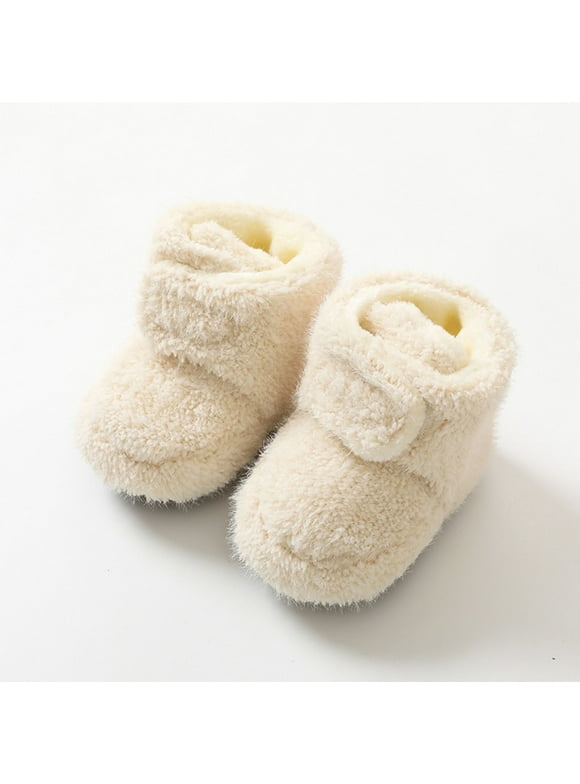 Fleece Baby Booties, Warm Cozy Baby Slippers, Easy to Put on, Christmas Baby Gifts, Soft Newborn Booties Non-Slip Adjustable Baby Shoes 0-24 Months