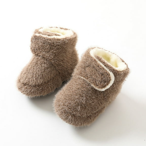 Fleece Baby Booties, Warm Cozy Baby Slippers, Easy to Put on, Christmas Baby Gifts, Soft Newborn Booties Non-Slip Adjustable Baby Shoes 0-24 Months
