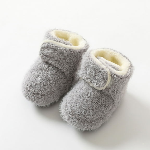 Fleece Baby Booties, Warm Cozy Baby Slippers, Easy to Put on, Christmas Baby Gifts, Soft Newborn Booties Non-Slip Adjustable Baby Shoes 0-24 Months