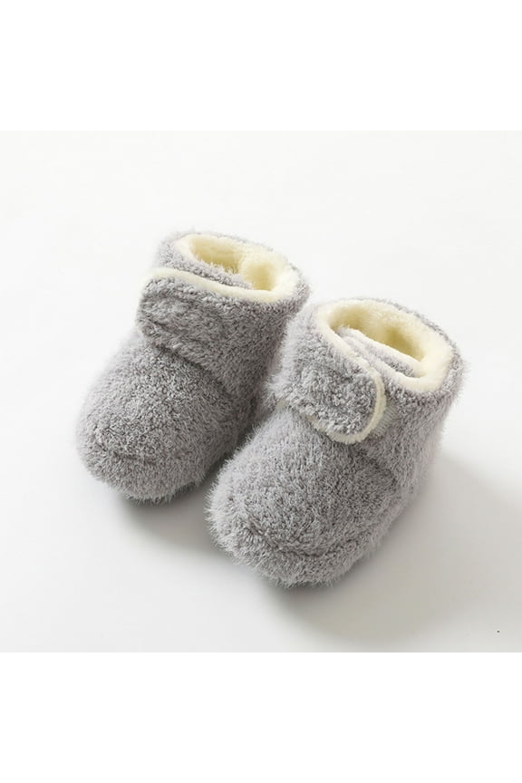 Fleece Baby Booties, Warm Cozy Baby Slippers, Easy to Put on, Christmas Baby Gifts, Soft Newborn Booties Non-Slip Adjustable Baby Shoes 0-24 Months