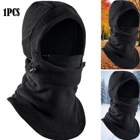 Fleece Balaclava Ski Mask - Winter Face Mask for Men & Women - Face Cover for Extreme Cold Weather Gear Skiing Snowboarding,Black 1PC