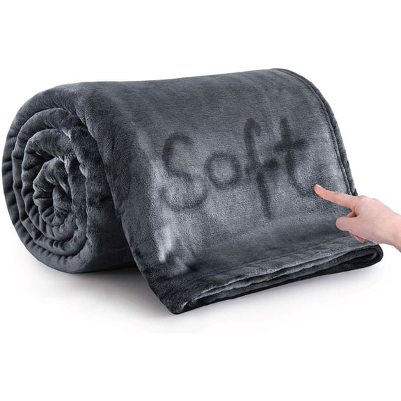 Fleece Bed Blanket Queen Size 90x90 inches - 400GSM Anti-Static Lightweight Super Soft Fluffy Fuzzy Plush Blankets Cozy Microfiber Blankets for Couch, Bed, Sofa (Queen, Grey)