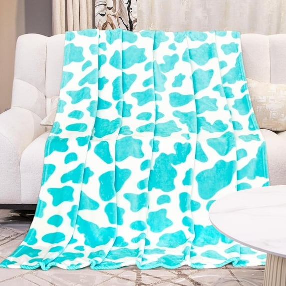 Fleece Bed Blanket Twin Size Cyan Blue Soft Couch Blanket Teal Lightweight Fuzzy Throw Blanket Light Turquoise Blue Decor for Bedroom Livingroom