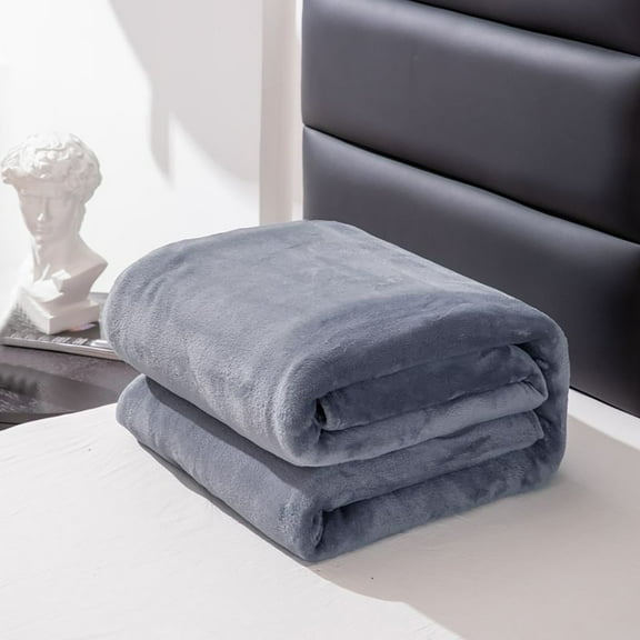 Fleece Bed Blankets Queen Size Grey - Soft Lightweight Plush Fuzzy Cozy Luxury Blanket Microfiber, 19.68x27.55 inches