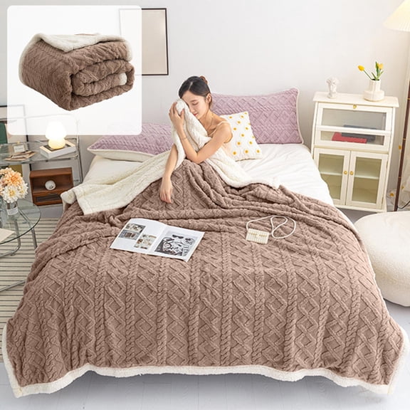 Fleece Blanket 1PC,Soft Lambswool Blanket 59.06x39.37in,Double-Layer Thickened Taffeta Fleece for Cozy Warmth, Office Nap Throw for Adults(Coffee)
