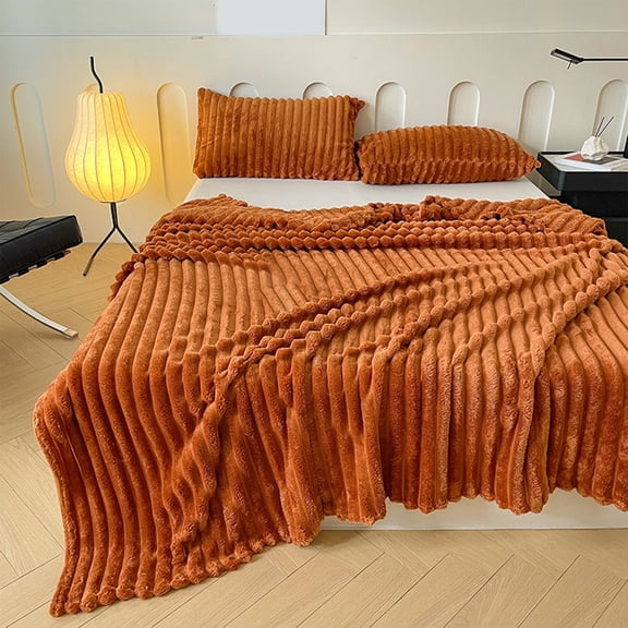 Fleece Blanket - 3D Ribbed Jacquard Decorative Throw Blankets For Men & Women Lightweight Warm Cozy Soft Fuzzy Blankets All Seasons Blanket