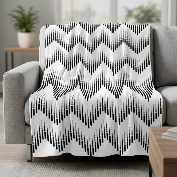Fleece Blanket Abstract Halftone Zigzag Blankets,Soft Cozy Warm Flannel Throw Blanket,Minimalist Geometric Art Blanket for Bed Couch Sofa 30x40in