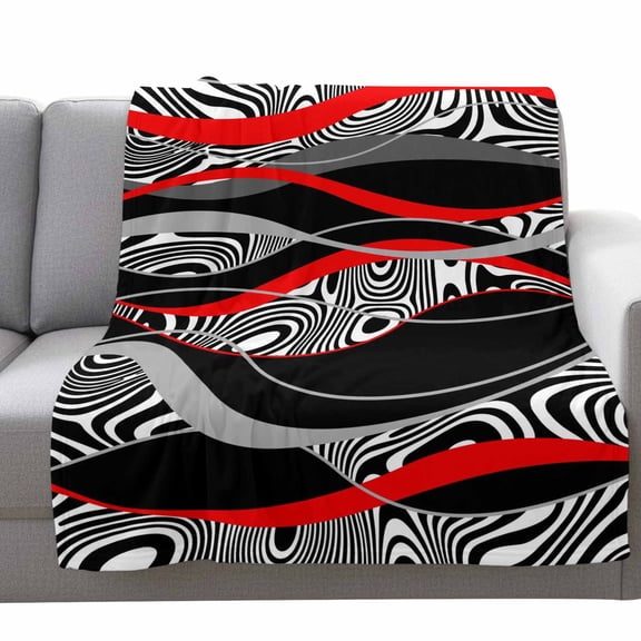 Fleece Blanket Abstract Red Black Stripe Blankets,Soft Cozy Warm Flannel Throw Blanket,Zebra Animal Print Texture Blanket for Bed Couch Sofa 30x40in