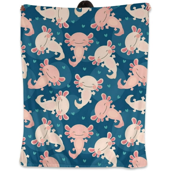 Fleece Blanket Axolotl Throw Blanket - Super Soft Cozy Lightweight Blanket for Couch, Sofa, Bed, Camping, Travel - Microfiber Blanket Gift