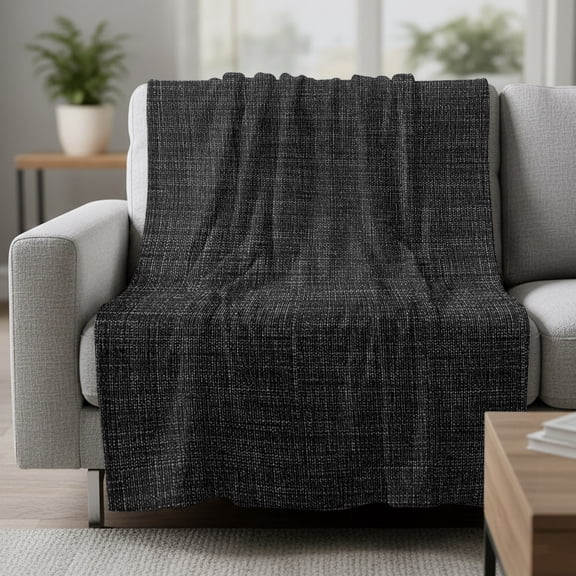 Fleece Blanket Black Linen Vintage Bottom Blankets,Soft Cozy Warm Flannel Throw Blanket,Solid Farm Burlap Blanket for Bed Couch Sofa 30x40in