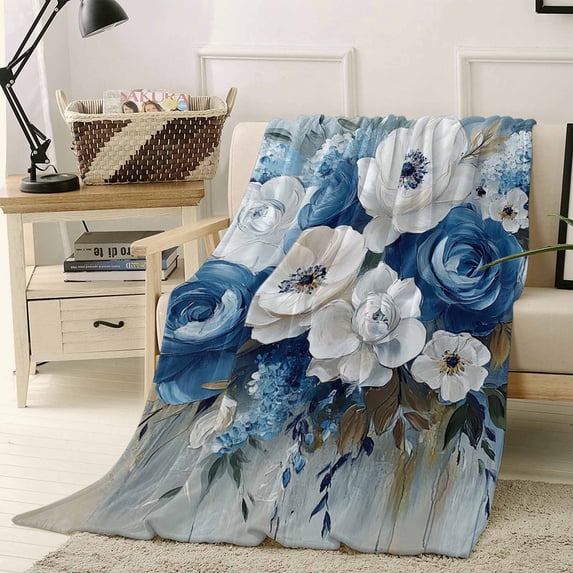 Australian Floral Circular Micro Fleece Blanket