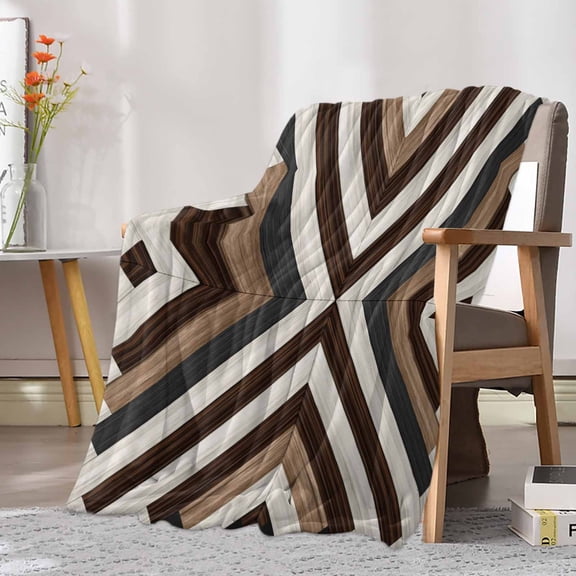 Fleece Blanket Bohemian Brown Beige Aztec Texture Blankets, Soft Cozy Warm Flannel Throw Blanket, Western Native Tribal Blanket for Bed Couch Sofa,30x40In