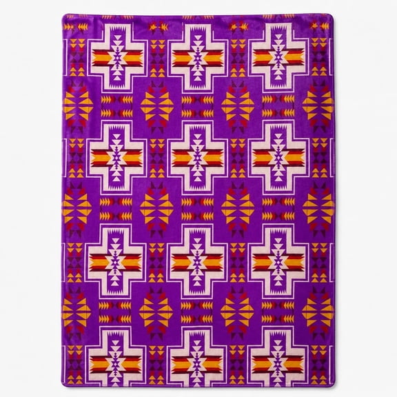 Bold Geometric Southwestern Print Fleece Throw Blanket, Soft 280 Gsm Polyester, Western Farmhouse Decor for Couch, Sofa & Bed