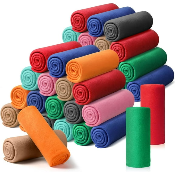 Fleece Blanket Bulk 60 x 50 Inch Soft Lightweight Fleece Cozy Blanket Warm Throw Plush Pet Throw for Bed Couch Sofa Home Office Wedding Gifts Travel Camping(Novel Color,40 Packs)