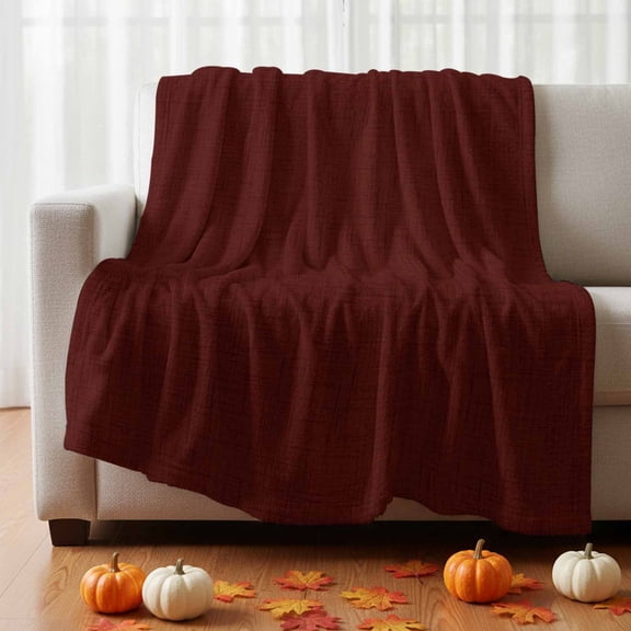 Fleece Blanket Burgundy Red Blankets,Soft Cozy Warm Flannel Throw Blanket,Dark Maroon Blanket for Bed Couch Sofa 50x60in