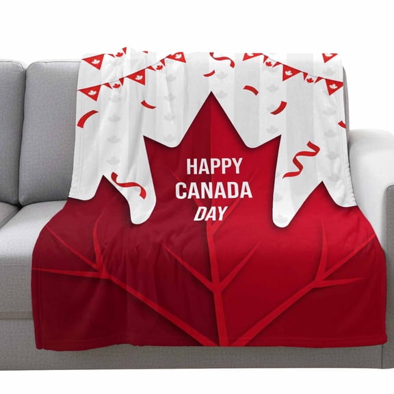 Fleece Blanket Canadian National Day Blankets,Soft Cozy Warm Flannel Throw Blanket,Red Maple Leaf Blanket for Bed Couch Sofa 30x40in