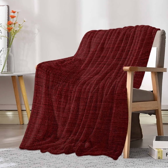 Fleece Blanket Classic Solid Dark Red Blankets, Soft Cozy Warm Flannel Throw Blanket, Vintage Monochrome Blanket for Bed Couch Sofa,30x40In
