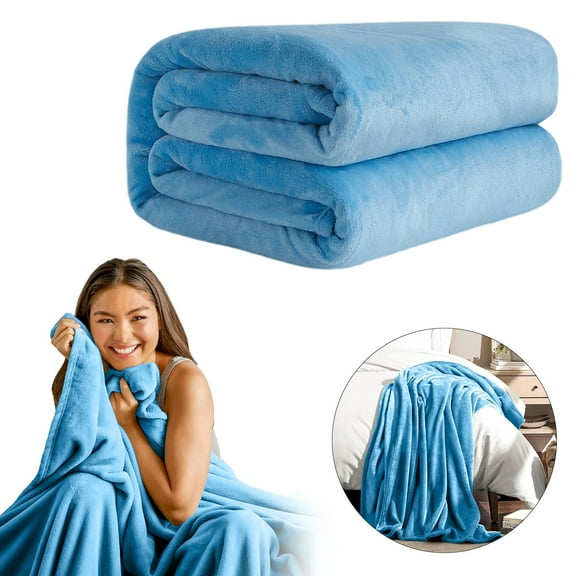 Fleece Blanket Cotton, Blanket 1 Blanket (Blue-S)