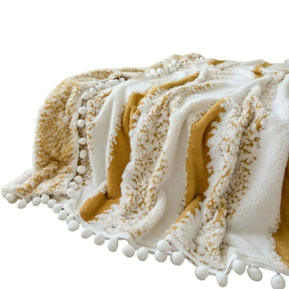 Fleece Blanket, Double-Colored Jacquard Weave, Cloud Patterned Soft Cozy Throw, Versatile for Sofa Bed Office Nap, All Seasons Warmth and Comfort