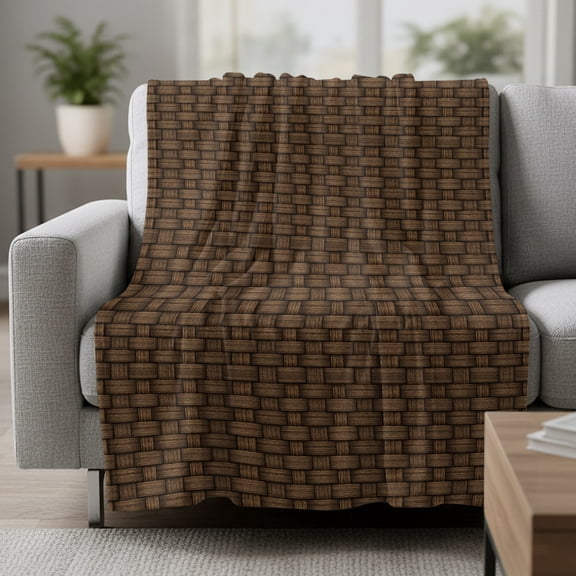 Fleece Blanket Farmhouse Vine Brown Color Block Blankets,Soft Cozy Warm Flannel Throw Blanket,Retro Style Blanket for Bed Couch Sofa 30x40in