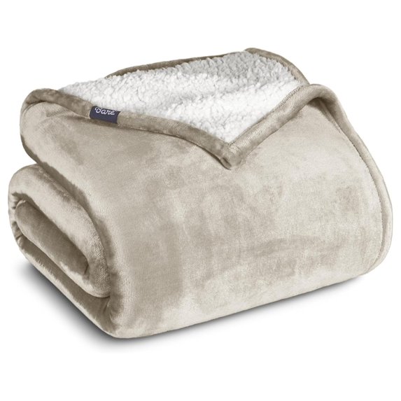 Fleece Blanket - Full/Queen - Throw for Bed, Sofa, Couch, Camping, Travel, and Gifts - Warm & Lightweight - Fluffy & Soft Plush Blanket - Reversible (Full/Queen, Oyster)