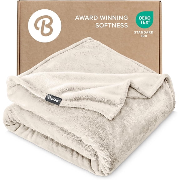Fleece Blanket Full Queen Ultra-Soft Lightweight Microplush Warm Blanket Vanilla