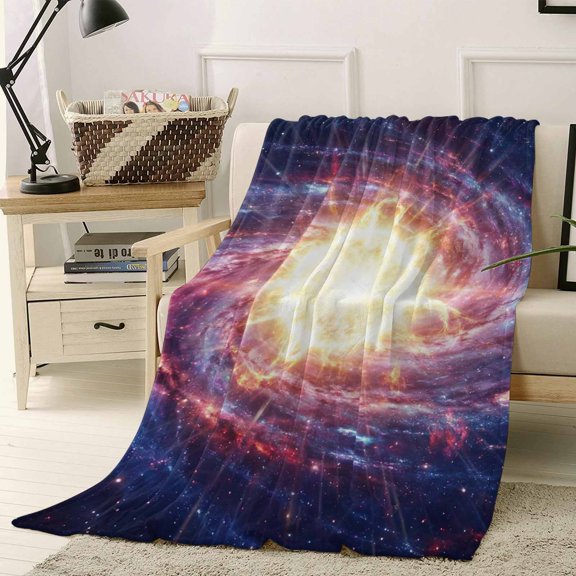 Fleece Blanket Galaxy Planet Theme Blankets, Soft Cozy Warm Flannel Throw Blanket, Moon Outer Space Blanket for Bed Couch Sofa,40x50In