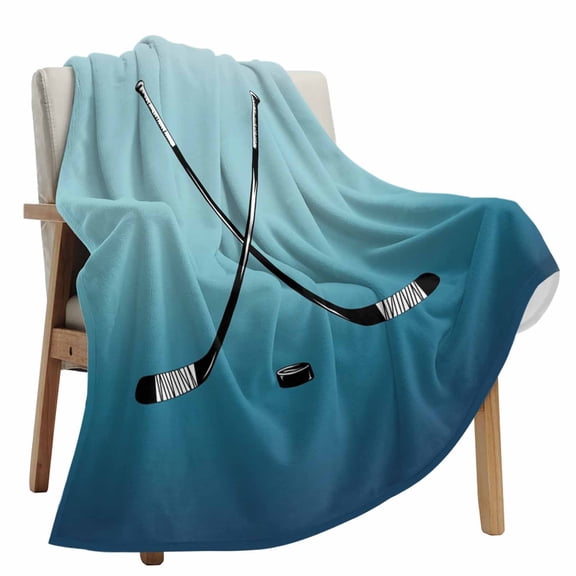 Fleece Blanket Golf Clubs Sport Blankets, Soft Cozy Warm Flannel Throw Blanket, Watercolor Blue Gradient lanket for Bed Couch Sofa,50x80In