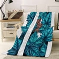 thumbnail image 1 of Fleece Blanket Gradient Blue Maple Leaves Blankets, Soft Cozy Warm Flannel Throw Blanket, Simple Stripes Art Blanket for Bed Couch Sofa,40x50In, 1 of 9