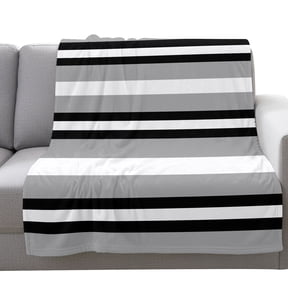 Fleece Blanket Gray Black White Stripe Blankets,Soft Cozy Warm Flannel Throw Blanket,Abstract Geometric Lines Blanket for Bed Couch Sofa 30x40in