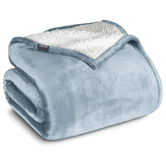 Fleece Blanket - King Blanket - Throw for Bed, Sofa, Couch, Camping and Travel - Warm & Lightweight - Fluffy, Soft, Plush - Reversible (King, Light Blue)