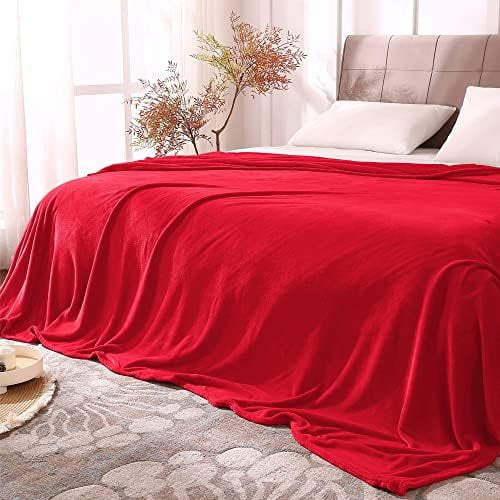 Fleece Blanket King Size Blankets for Bed, Luxury Plush Cozy Fuzzy Blanket 108x90 inches, Super Soft Warm Lightweight Throw Blanket All Seasons Suitable, Red