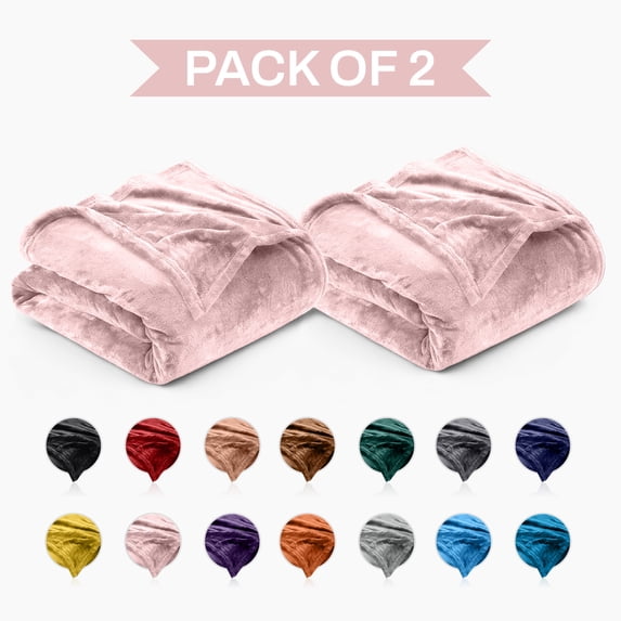 Fleece Blanket King Size, Pack of 2 – Soft 310 GSM Plush Microfiber Blanket, Warm Lightweight Blanket for The Bed, Bulk Value Pack 108x90 Inches, Pink