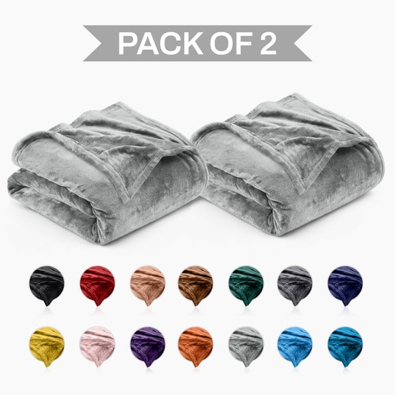 Fleece Blanket King Size, Pack of 2 – Soft 310 GSM Plush Microfiber Blanket, Warm Lightweight Blanket for The Bed, Bulk Value Pack 108x90 Inches, Silver