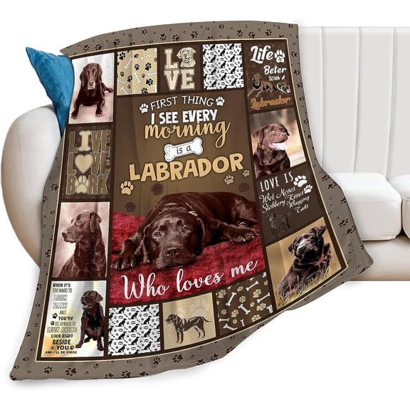Fleece Blanket Labrador Dog Cozy Chocolate Retriever Lover Ultra Soft Blankets Lightweight Fuzzy Party Gifts For Girls Women Men Boys Bed Couch Sofa - - Warm