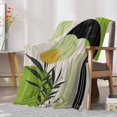 thumbnail image 1 of Fleece Blanket Mid Century Boho Green Color Block Blankets, Soft Cozy Warm Flannel Throw Blanket, Vintage Abstract Plant Blanket for Bed Couch Sofa,30x40In, 1 of 9