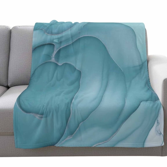 Fleece Blanket Mint Green Marble Fluid Art Blankets,Soft Cozy Warm Flannel Throw Blanket,Modern Abstract Turquoise Blanket for Bed Couch Sofa 30x40in
