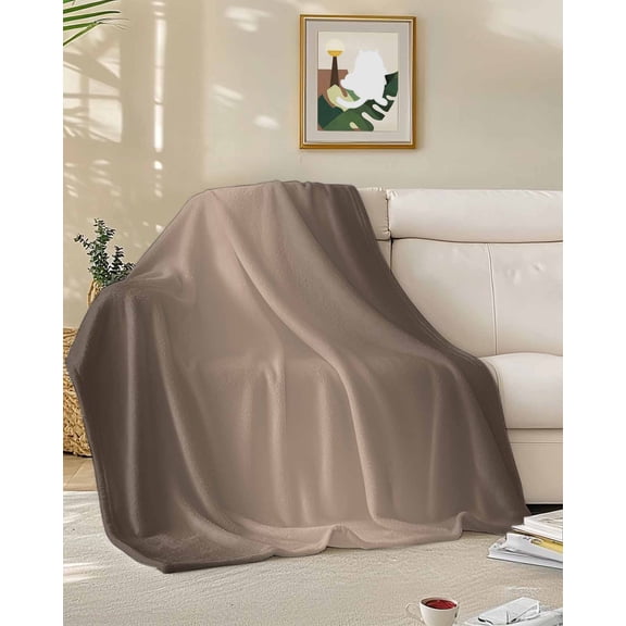 Fleece Blanket Modern Dark Brown Color Gradient Blankets, Soft Cozy Warm Flannel Throw Blanket, Minimalist Art Ombre Blanket for Bed Couch Sofa,50x60In