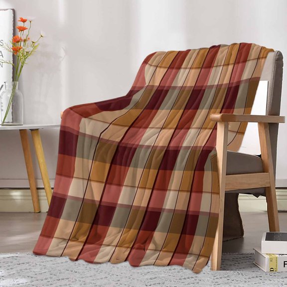 Fleece Blanket Modern Rustic Buffalo Plaid Blankets, Soft Cozy Warm Flannel Throw Blanket, Abstract Gradient Checker Blanket for Bed Couch Sofa,30x40In