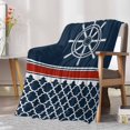 thumbnail image 1 of Fleece Blanket Nautical Compass Retro Geometric Blankets, Soft Cozy Warm Flannel Throw Blanket, Red and White Stripes Blanket for Bed Couch Sofa,30x40In, 1 of 9