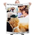 thumbnail image 1 of Fleece Blanket Personalised Photo Custom Personalized Throw Blanket Dog Super Soft Collage Customised Pictures Names Texts For Baby & Adult With Pet Photos Birthday Wedding Gift (9 photos, 80*120cm), 1 of 6