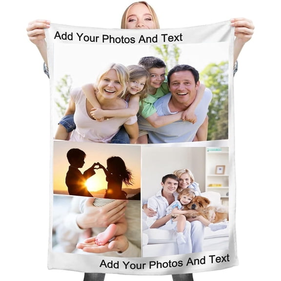 Fleece Blanket Personalised Photo Custom Personalized Throw Blanket Dog Super Soft Collage Customised Pictures Names Texts For Baby & Adult With Pet Photos Birthday Wedding Gift (9 photos, 80*120cm)