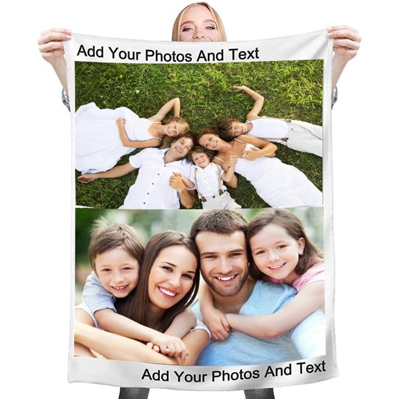 Fleece Blanket Personalised Photo Custom Personalized Throw Blanket Dog Super Soft Collage Customised Pictures Names Texts For Baby & Adult With Pet Photos Birthday Wedding Gift (9 photos, 80*120cm)