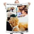 thumbnail image 1 of Fleece Blanket Personalised Photo Custom Personalized Throw Blanket Dog Super Soft Collage Customised Pictures Names Texts For Baby & Adult With Pet Photos Birthday Wedding Gift, 1 of 5