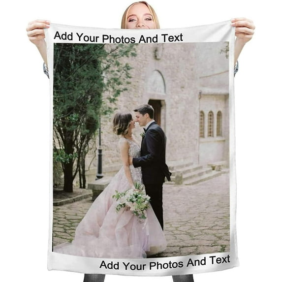 Fleece Blanket Personalised Photo Custom Personalized Throw Blanket Dog Super Soft Collage Customised Pictures Names Texts For Baby & Adult With Pet Photos Birthday Wedding Gift