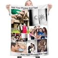 thumbnail image 1 of Fleece Blanket Personalised Photo Custom Personalized Throw Blanket Dog Super Soft Collage Customised Pictures Names Texts For Baby & Adult With Pet Photos Birthday Wedding Gift, 1 of 5